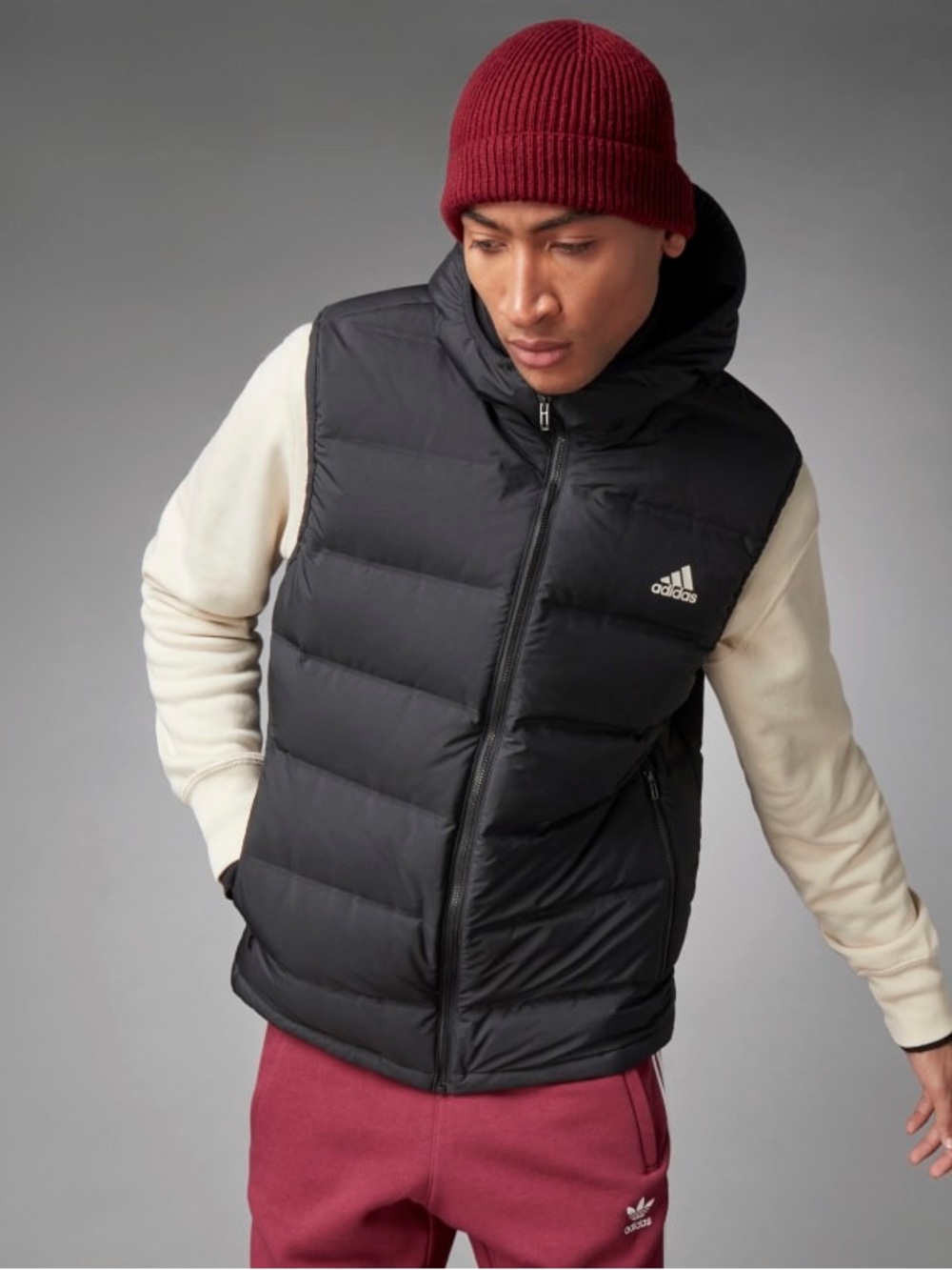 Adidas Black Down Puffer Hooded Vest Size Small
